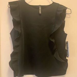 Black ruffle top